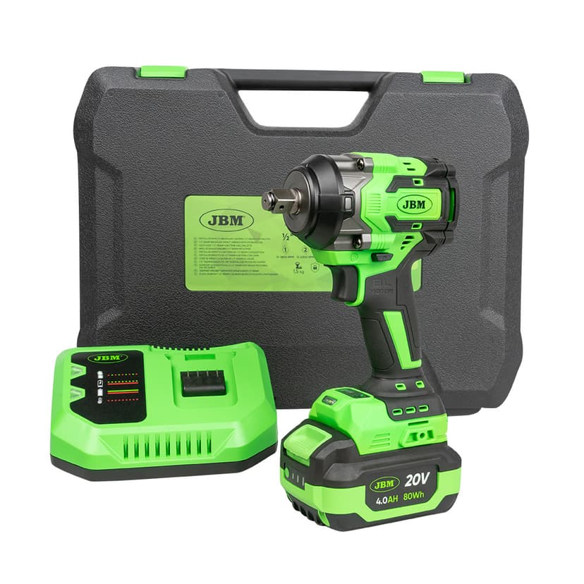 Aku udarni odvijač 20V 800Nm 1/2"+kutija+baterija 4Ah+punjač.20V JBM